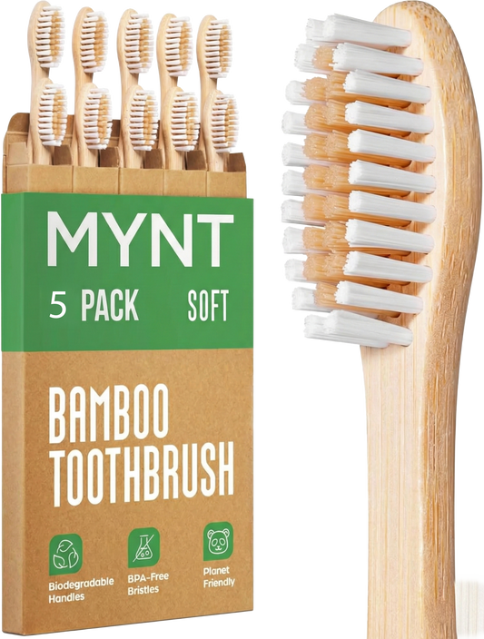 All Natural Bamboo Toothbrush Set (5-Pack)
